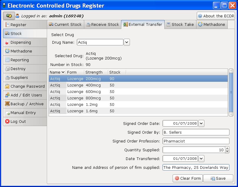 External transfers page